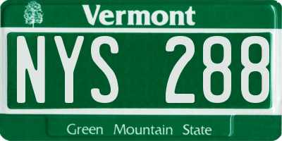 VT license plate NYS288