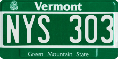 VT license plate NYS303