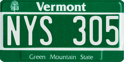 VT license plate NYS305