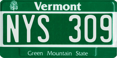 VT license plate NYS309