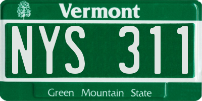 VT license plate NYS311