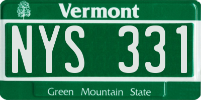 VT license plate NYS331