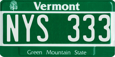 VT license plate NYS333