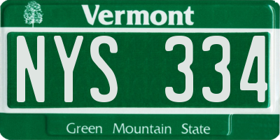 VT license plate NYS334