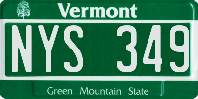VT license plate NYS349