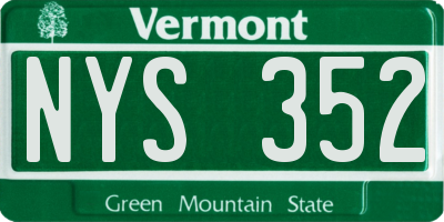 VT license plate NYS352