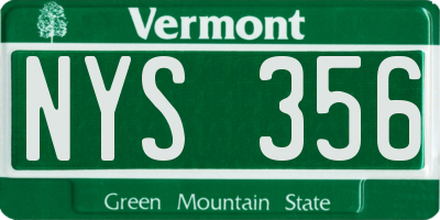VT license plate NYS356