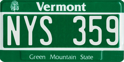 VT license plate NYS359