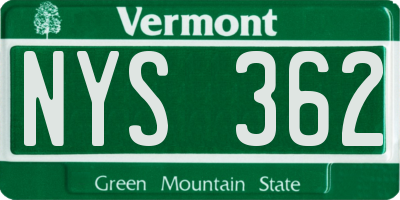 VT license plate NYS362