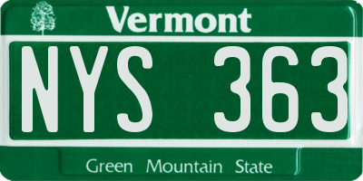 VT license plate NYS363