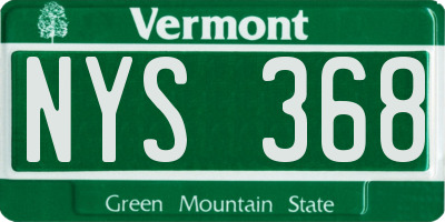 VT license plate NYS368