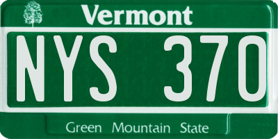 VT license plate NYS370