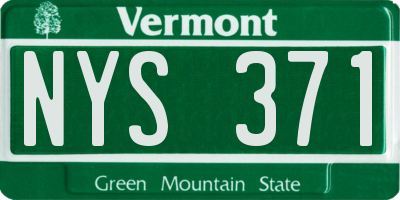VT license plate NYS371
