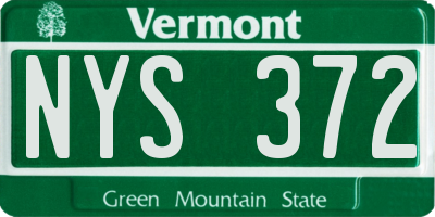 VT license plate NYS372