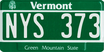 VT license plate NYS373