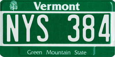 VT license plate NYS384