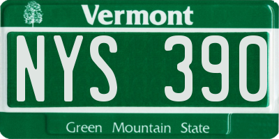 VT license plate NYS390
