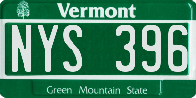 VT license plate NYS396
