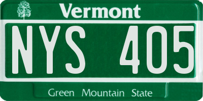 VT license plate NYS405