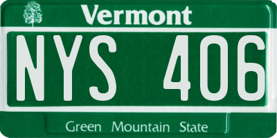 VT license plate NYS406