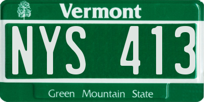 VT license plate NYS413