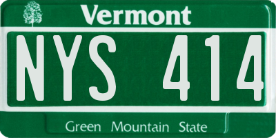 VT license plate NYS414