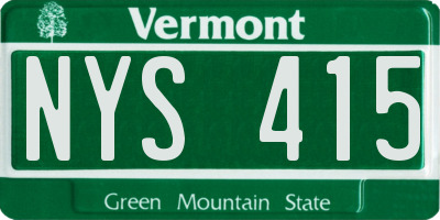 VT license plate NYS415