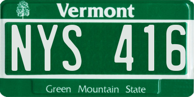 VT license plate NYS416