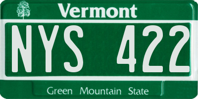 VT license plate NYS422