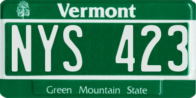 VT license plate NYS423