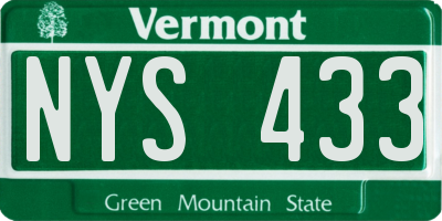 VT license plate NYS433