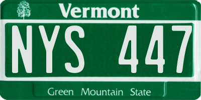 VT license plate NYS447