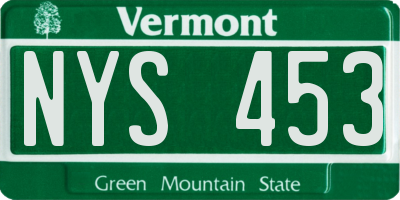 VT license plate NYS453