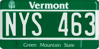 VT license plate NYS463