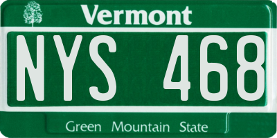 VT license plate NYS468