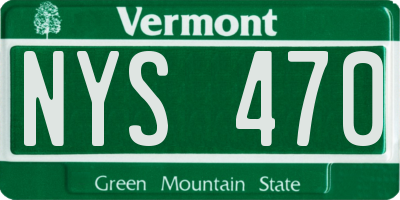 VT license plate NYS470