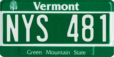 VT license plate NYS481