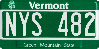 VT license plate NYS482