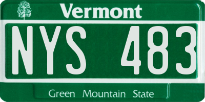 VT license plate NYS483