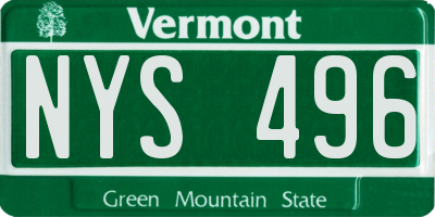 VT license plate NYS496