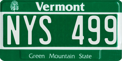 VT license plate NYS499