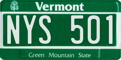 VT license plate NYS501