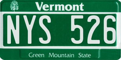 VT license plate NYS526