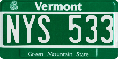 VT license plate NYS533