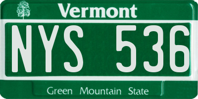 VT license plate NYS536