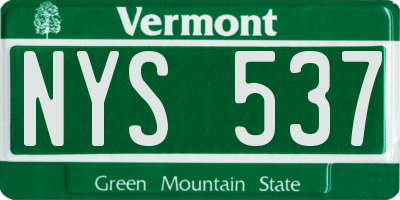 VT license plate NYS537