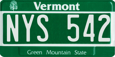VT license plate NYS542