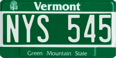 VT license plate NYS545