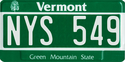 VT license plate NYS549