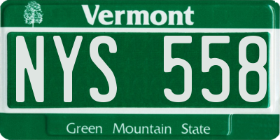 VT license plate NYS558